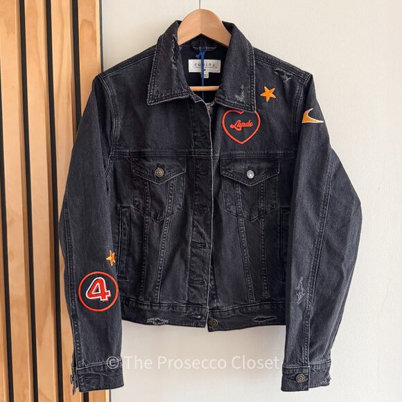 Lando Norris Mclaren F1 Patchwork Jacket - Black Denim One-Of-A-Kind Unique (M) - Picture 1 of 8